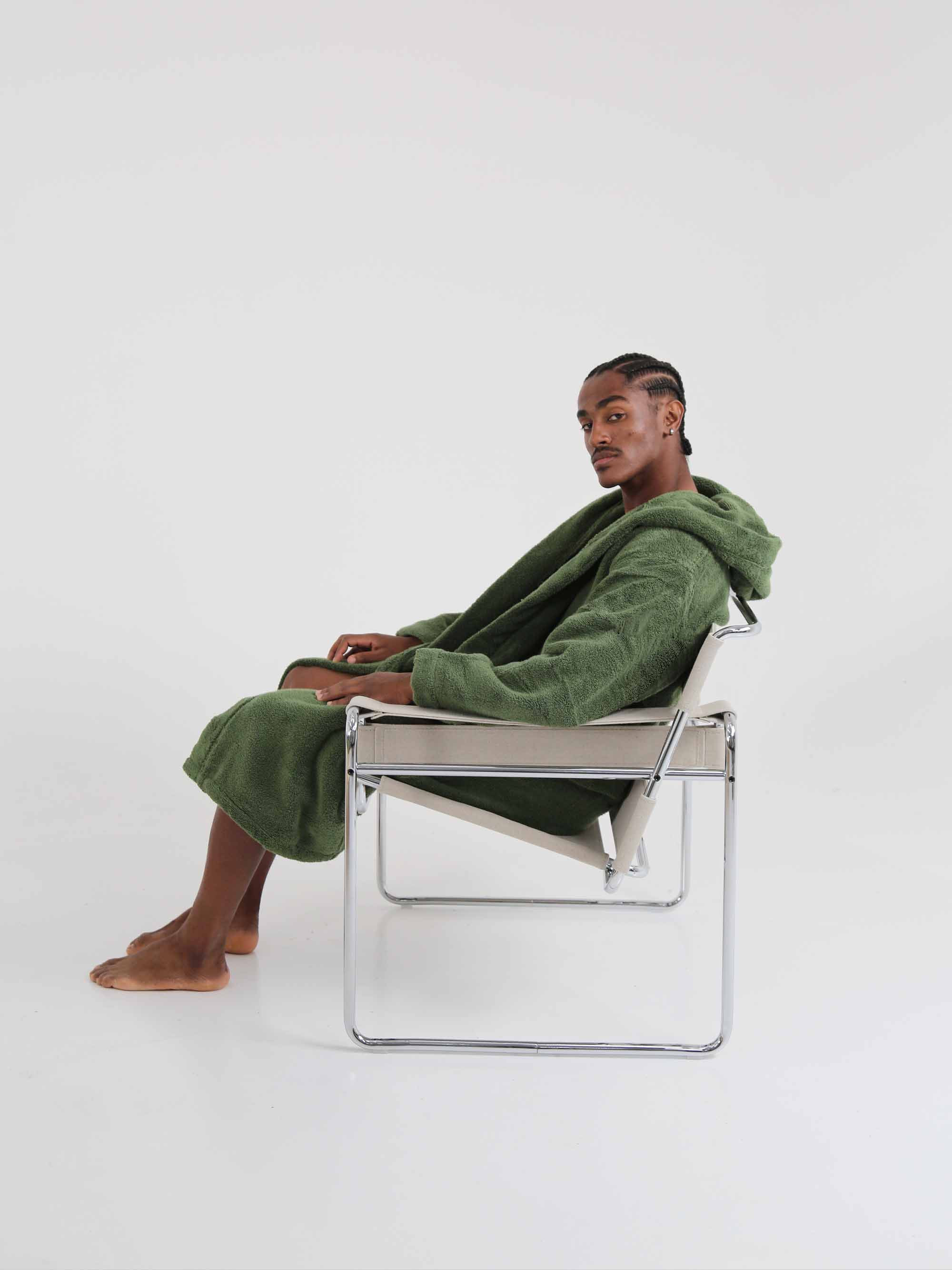 TAKEANAP plush cotton terry bathrobe in green