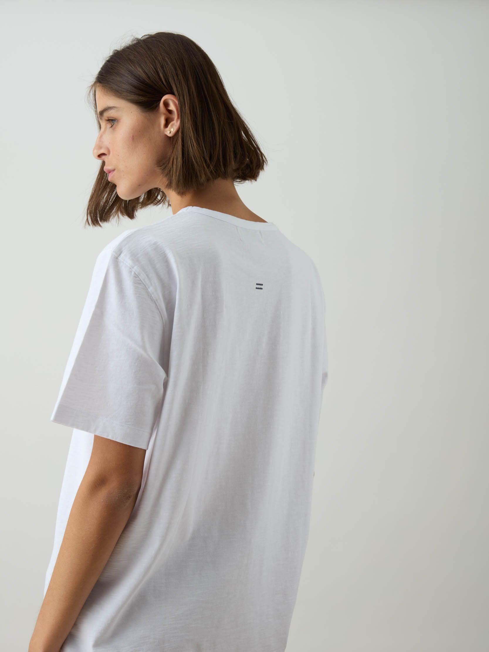 TAKEANAP organic cotton oversized tee in white on a person