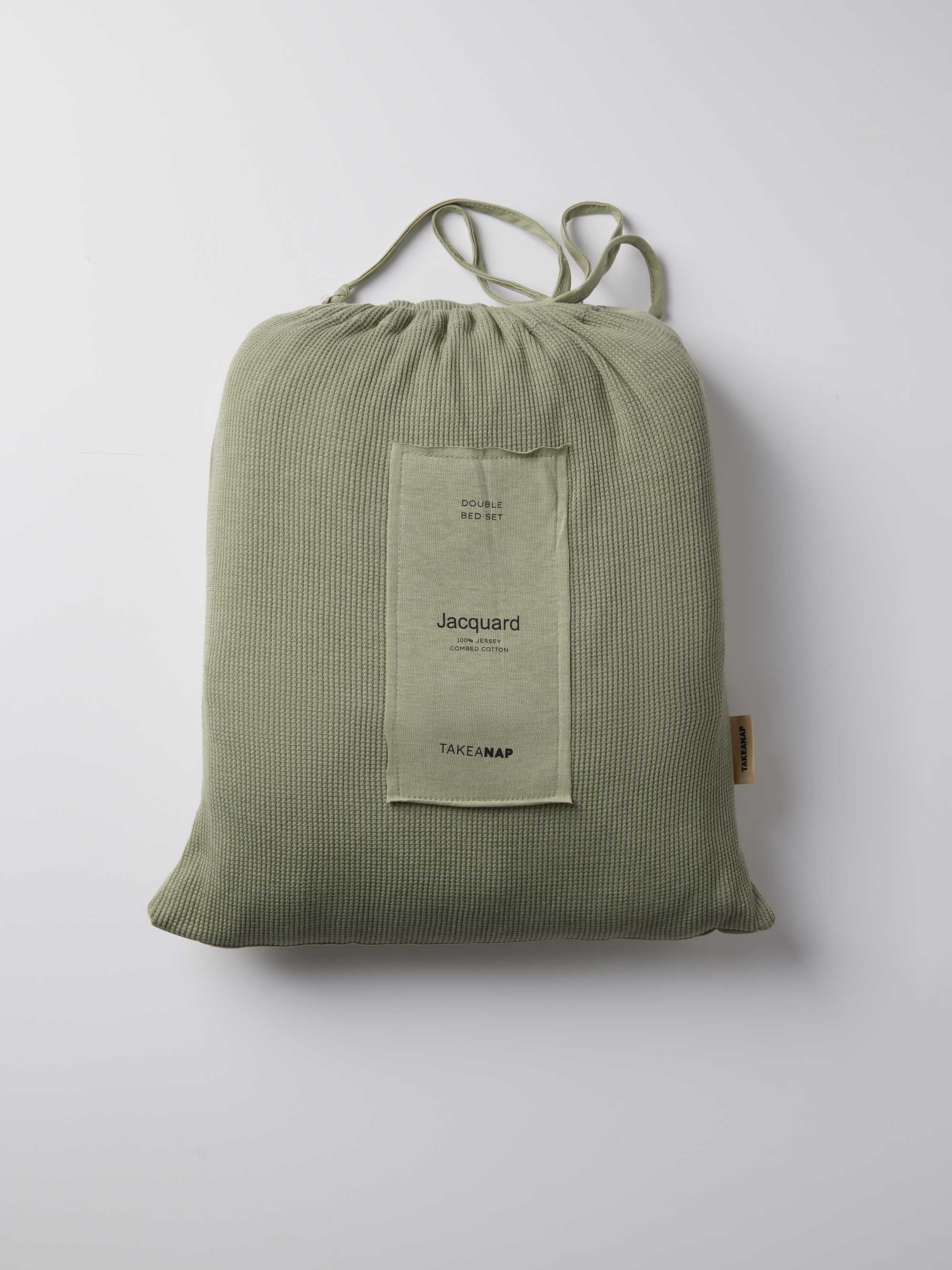 Jacquard Jersey Duvet Cover Set – Sage