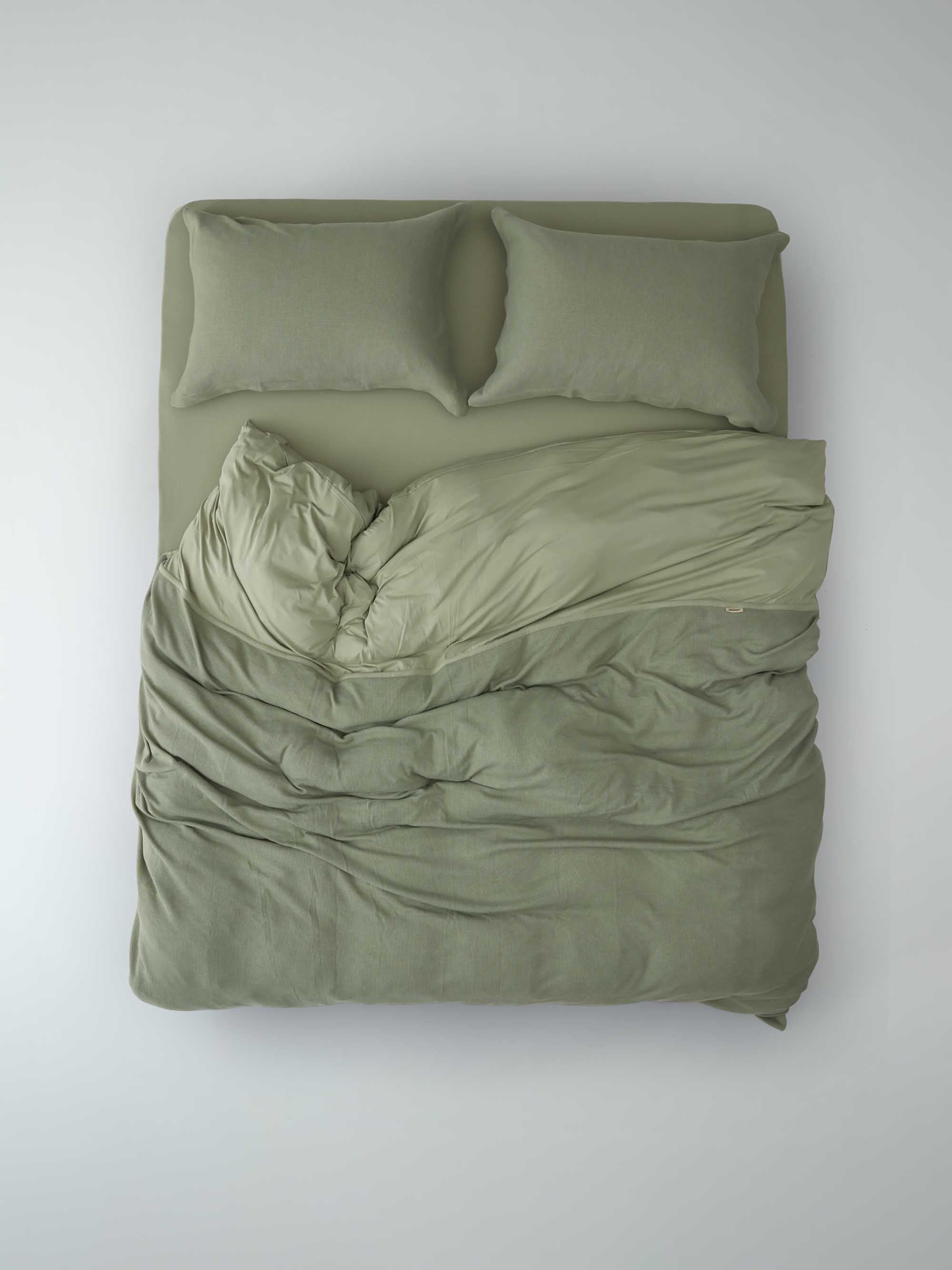 Jacquard Jersey Duvet Cover Set – Sage