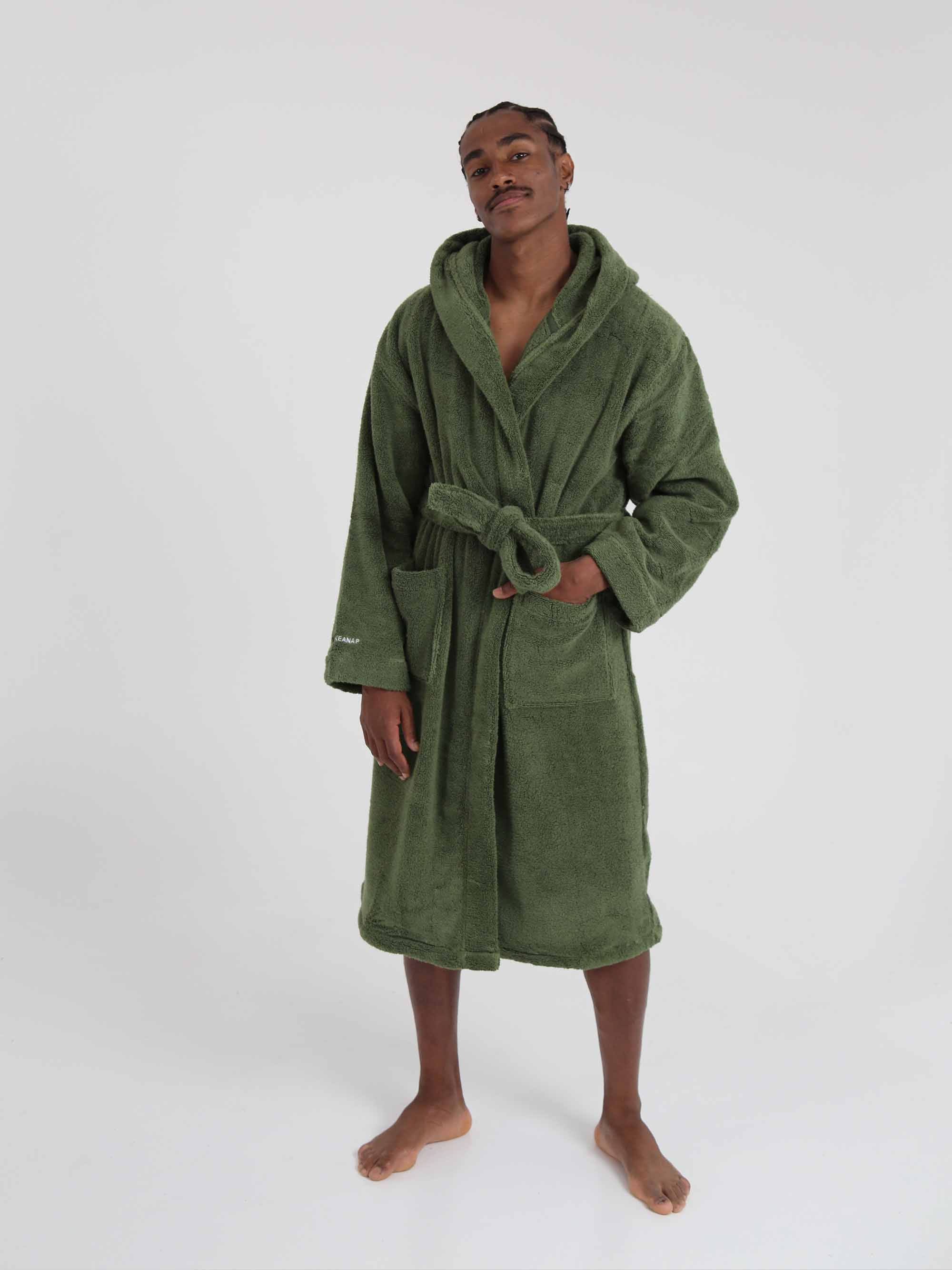 TAKEANAP plush cotton terry bathrobe in green