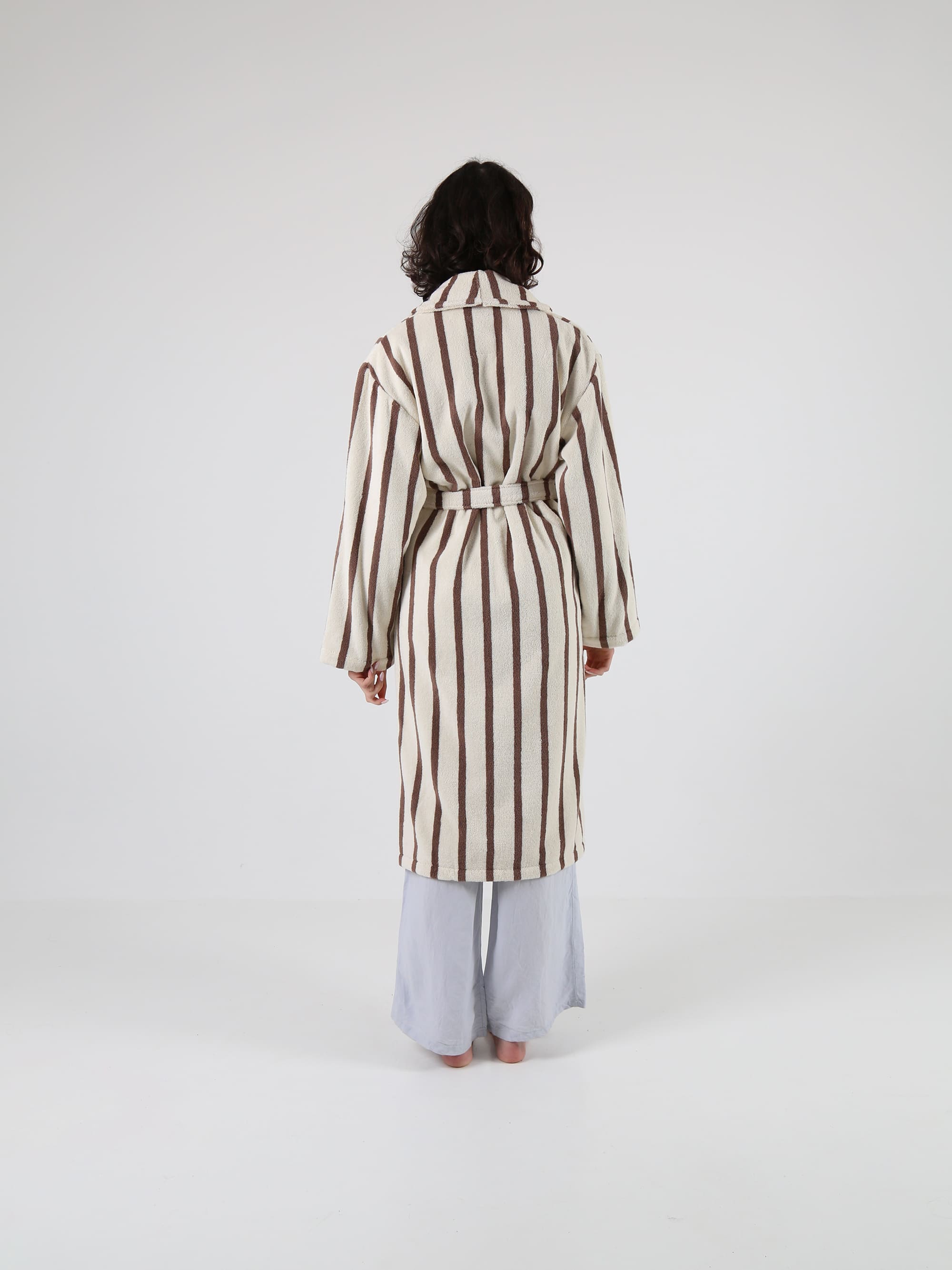TAKEANAP Stripes cotton bathrobe in mocha