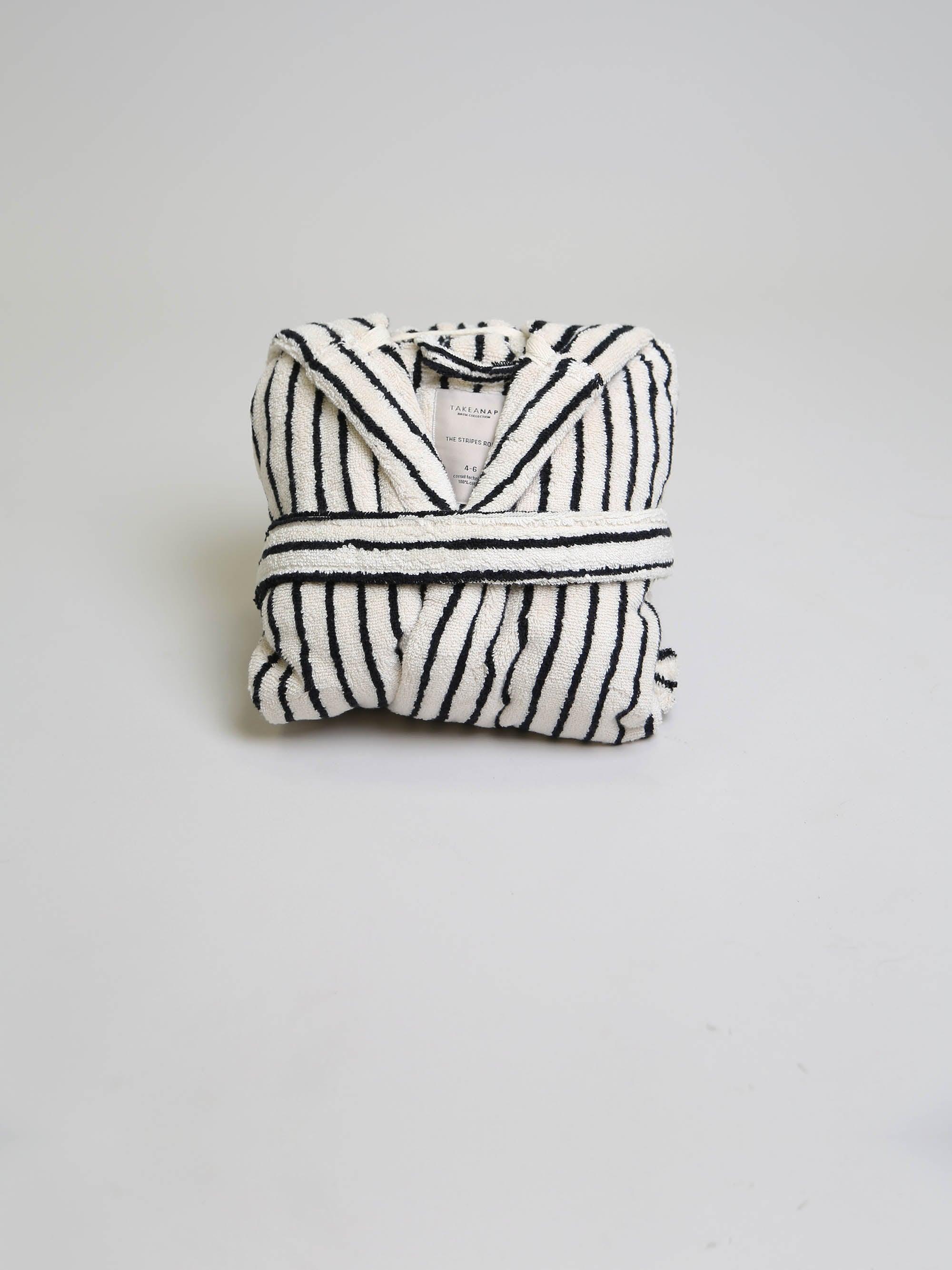 חלוק רחצה ילדים -שחור Stripes