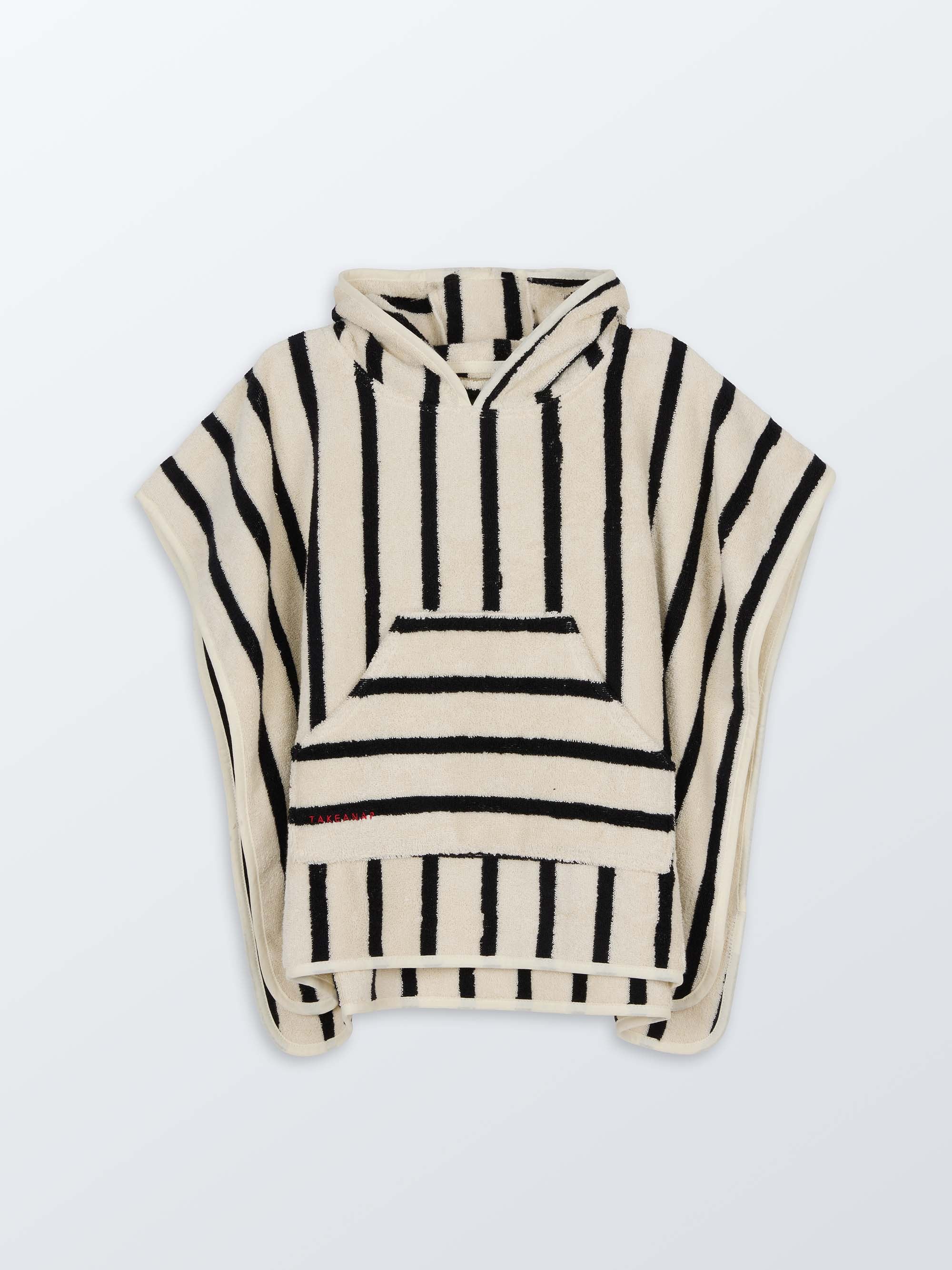 Stripes Kids Terry Poncho – Black