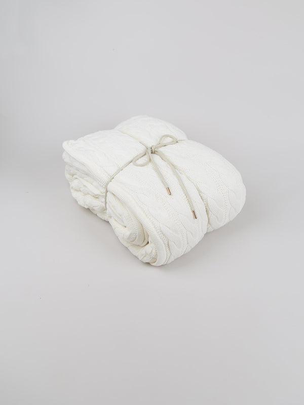 שמיכה סרוגה - שנהב