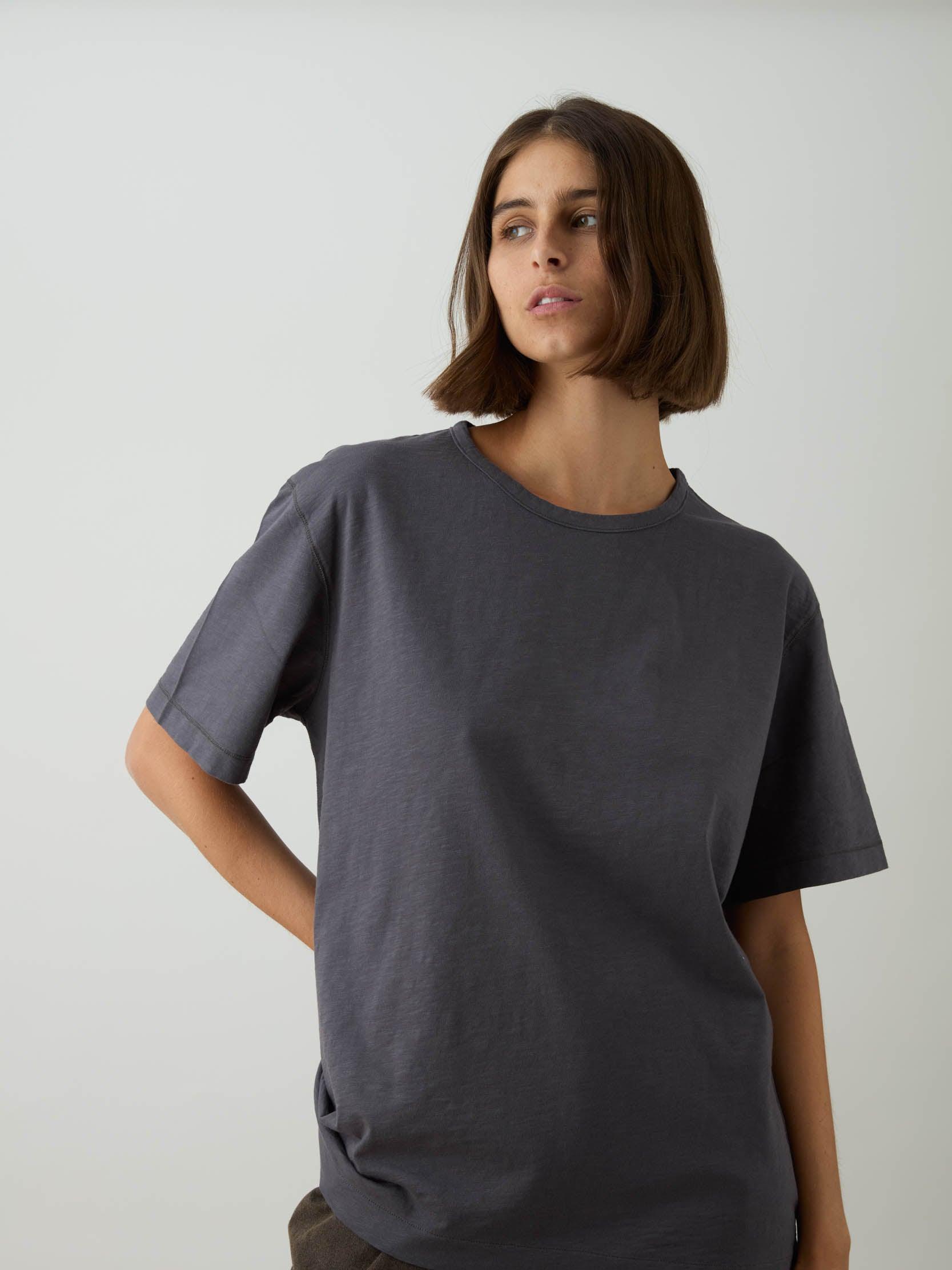Organic Cotton Slub Oversized Tee – Charcoal