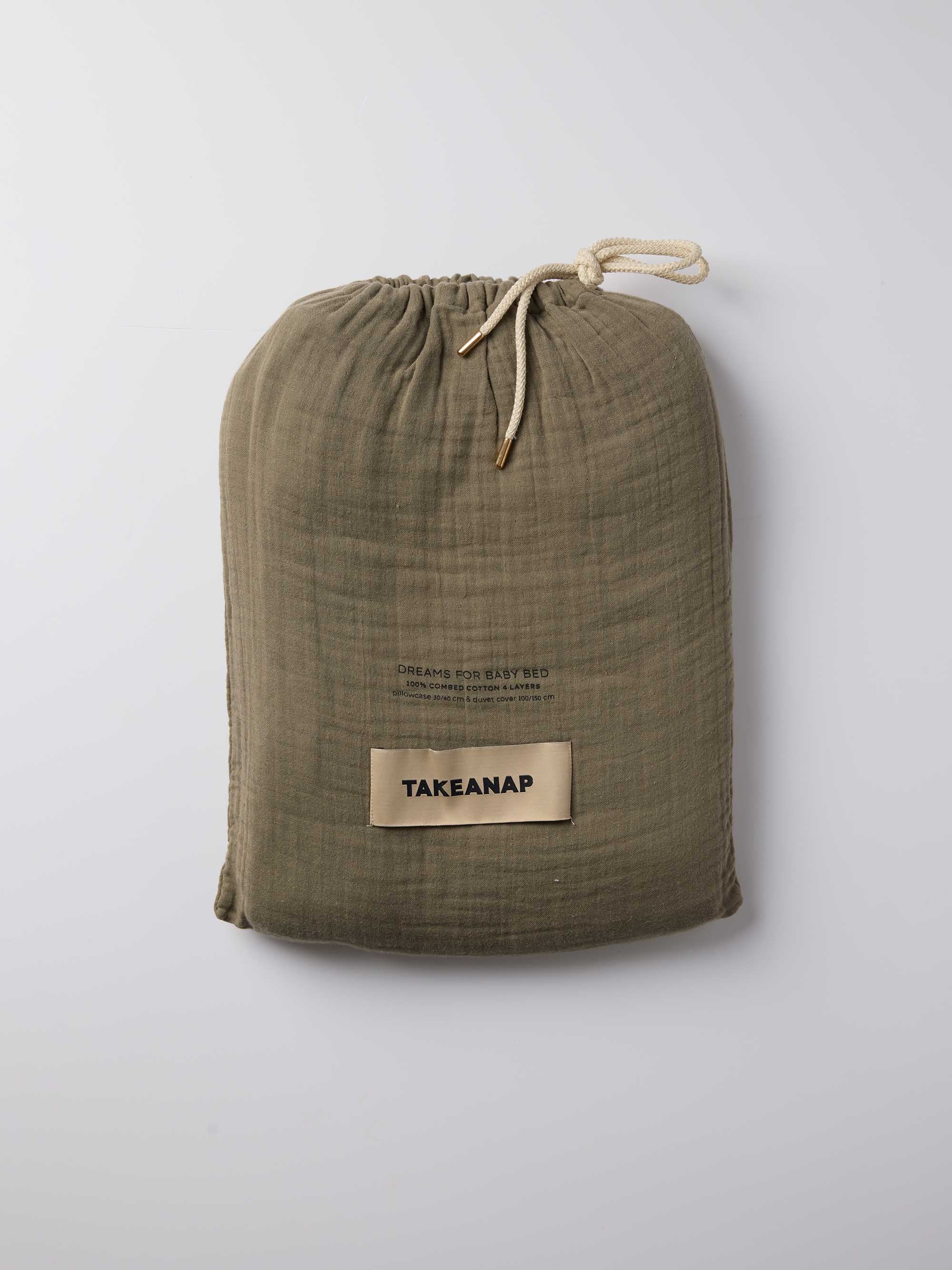 Dream Muslin Toddler Duvet Cover Set – Olive