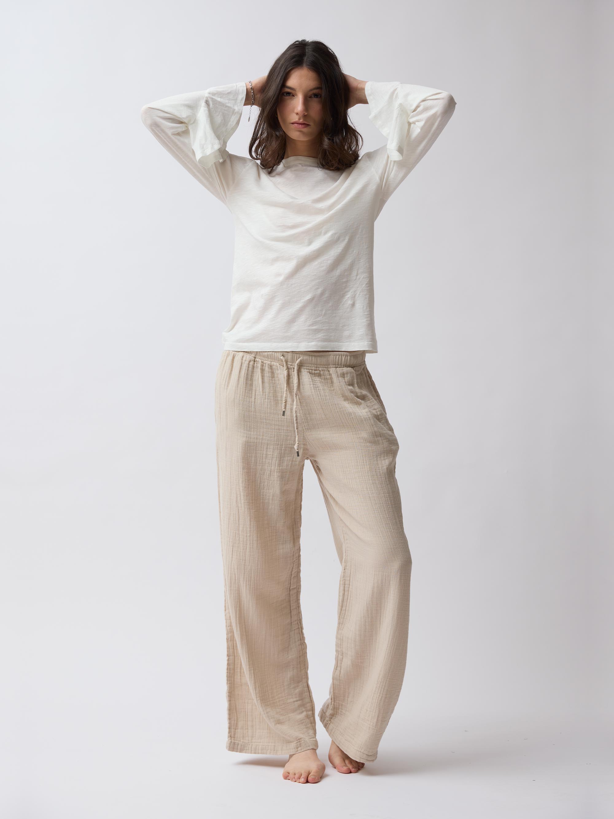 Organic Cotton Slub Bell Sleeve Shirt – Ivory