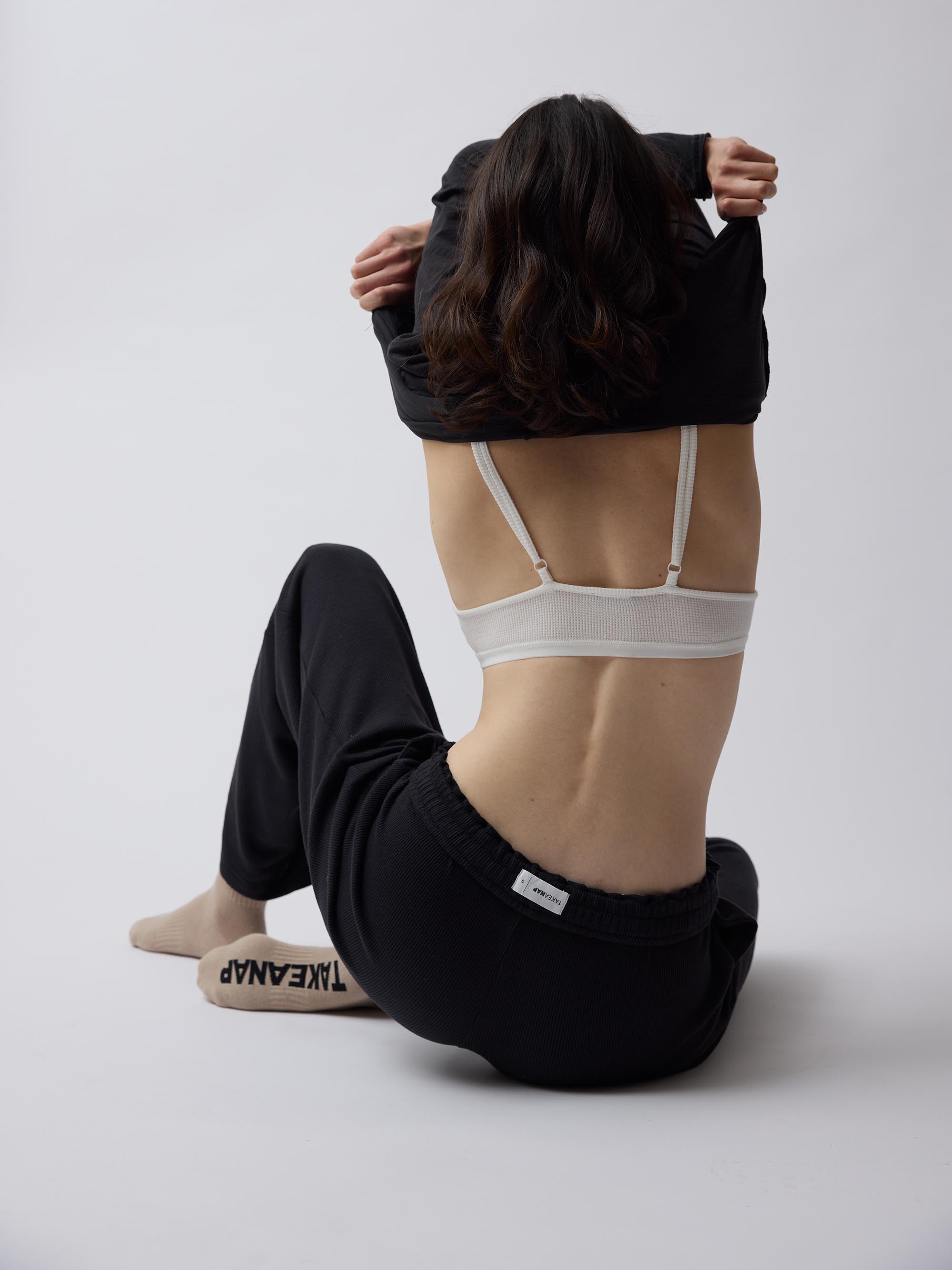 Organic Cotton Slub Off-Shoulder Shirt – Charcoal