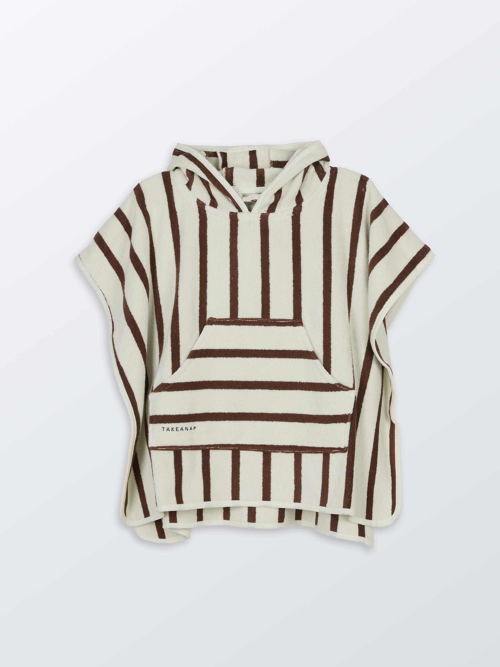 Stripes Kids Terry Poncho – Mocha